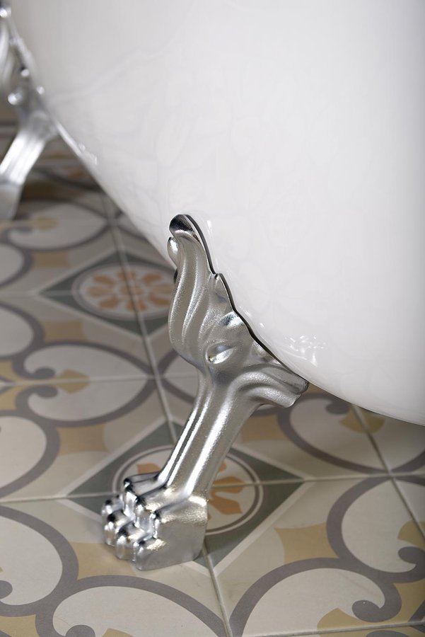 CHARLESTON volně stojící vana 188x83x69cm, nohy chrom mat, bílá